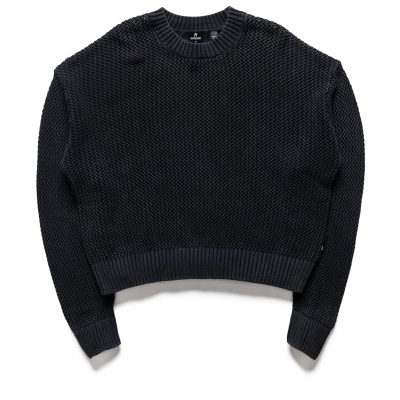 Represent Open Gauge Knit Sweater - Jet Black smooth zipper