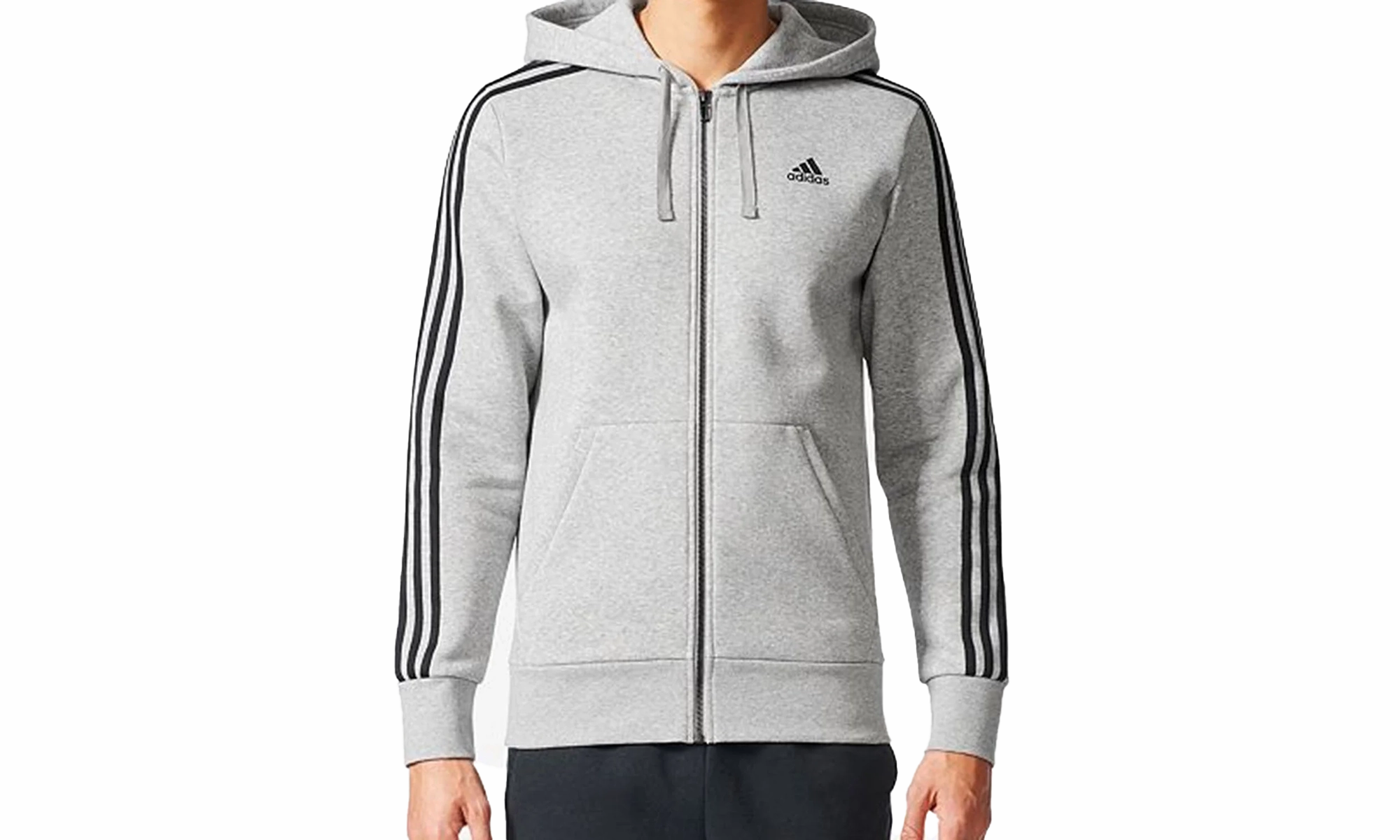 3 Stripes Big And Tall Essential Hoodie "Medium Grey Heather / Black" StainResistant Fabric