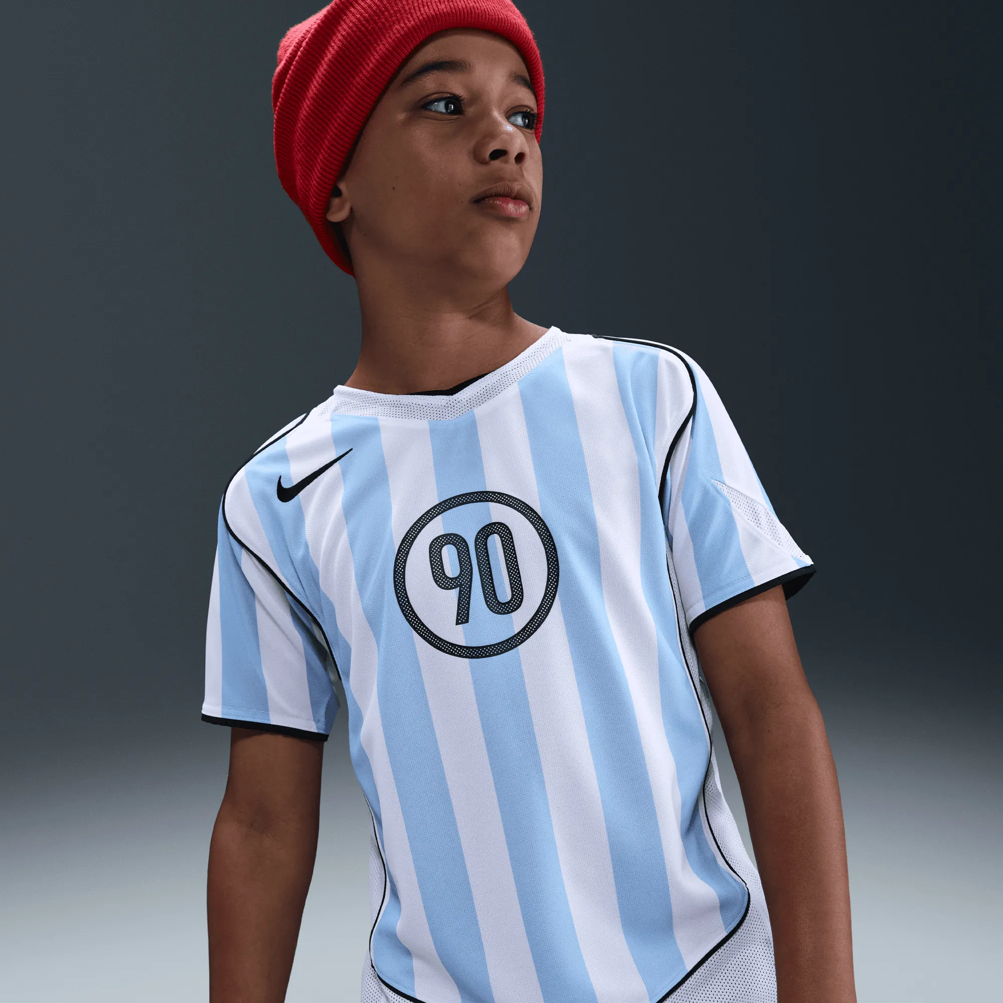 KIDS TOTAL 90 DRI-FIT SOCCER JERSEY - PSYCHIC BLUE / WHITE Forest Air Adjustable Fit