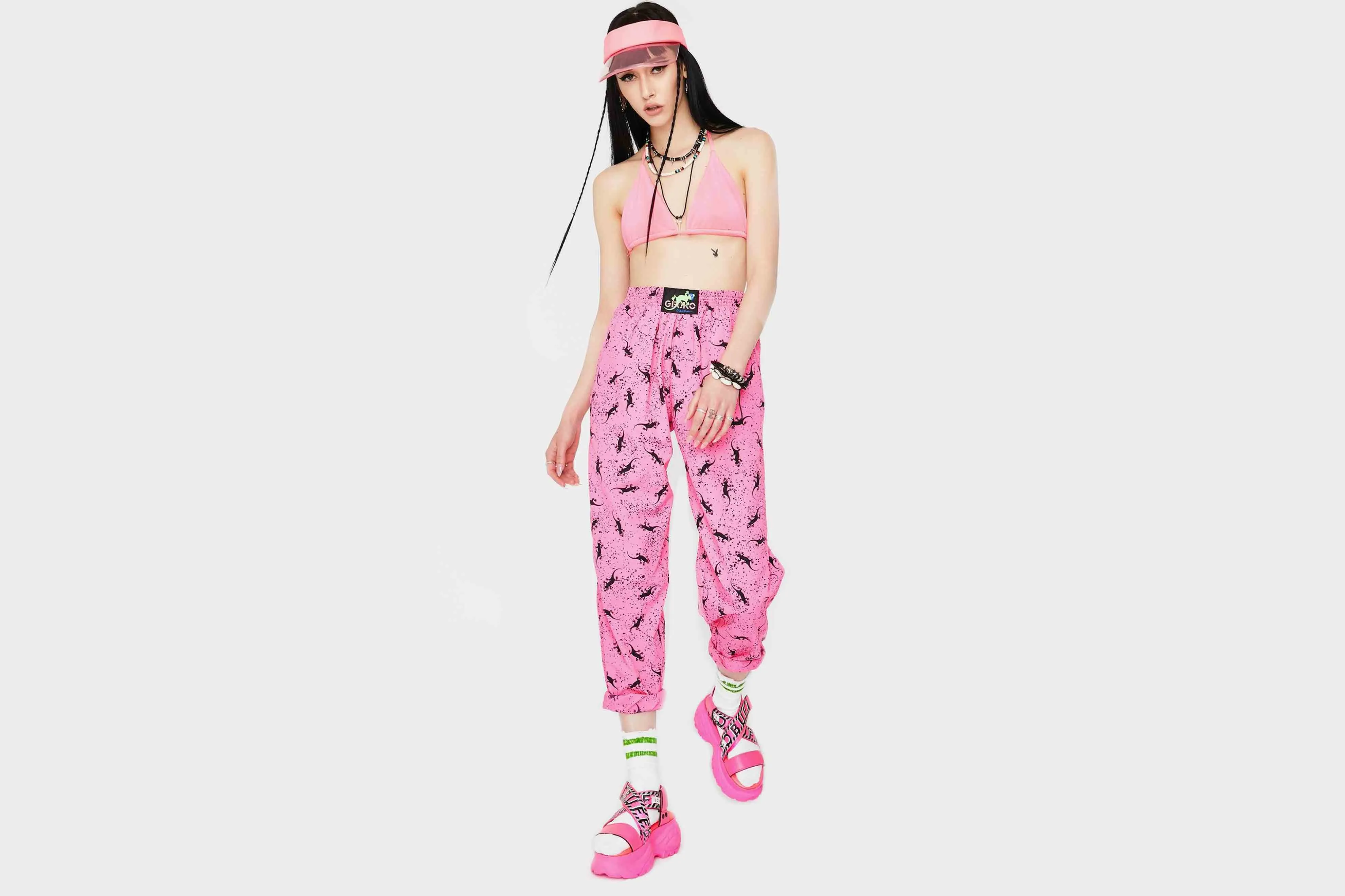 Gecko Hawaii 90??s Forever Gecko Beach Pants (Fuschia) EasyCareMaterial Vision Glow