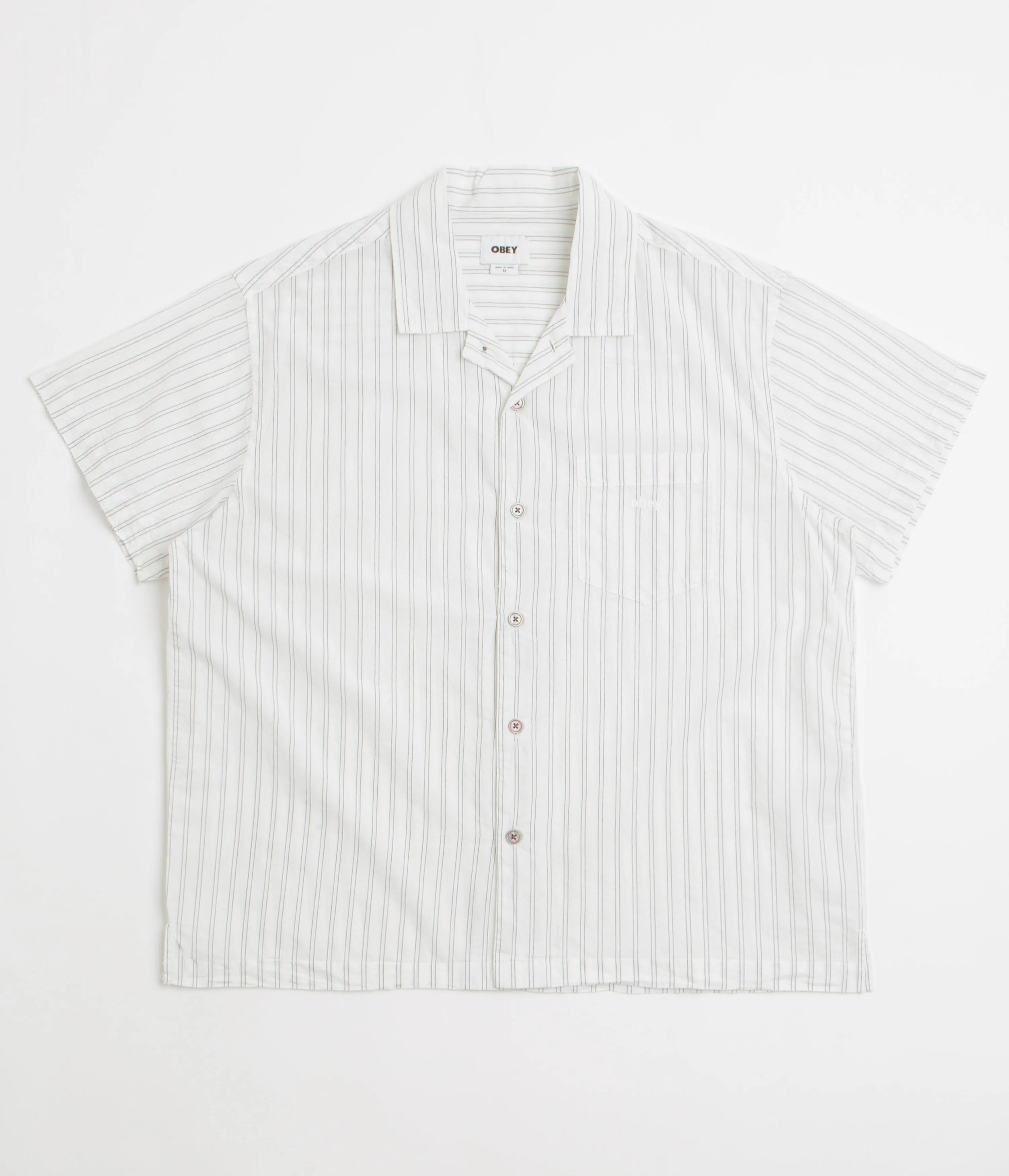 color block Soft Touch Obey Rizzo Short Sleeve Shirt - White Multi
