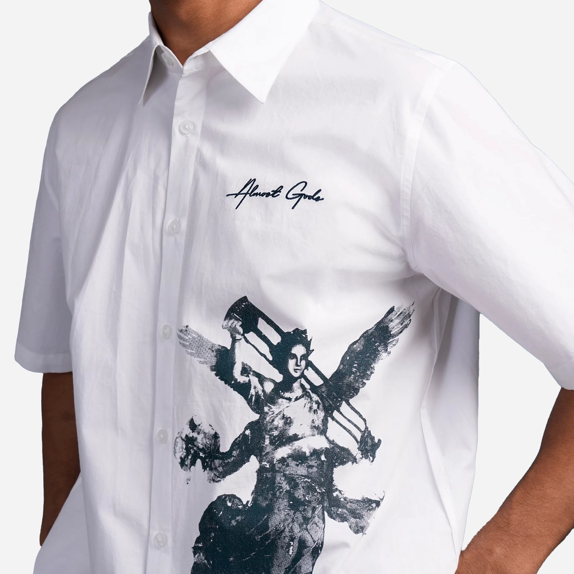 NonSlip Grips ALMOST GODS | VICTORIA FRESCO RELAXED SHIRT { WHITE
