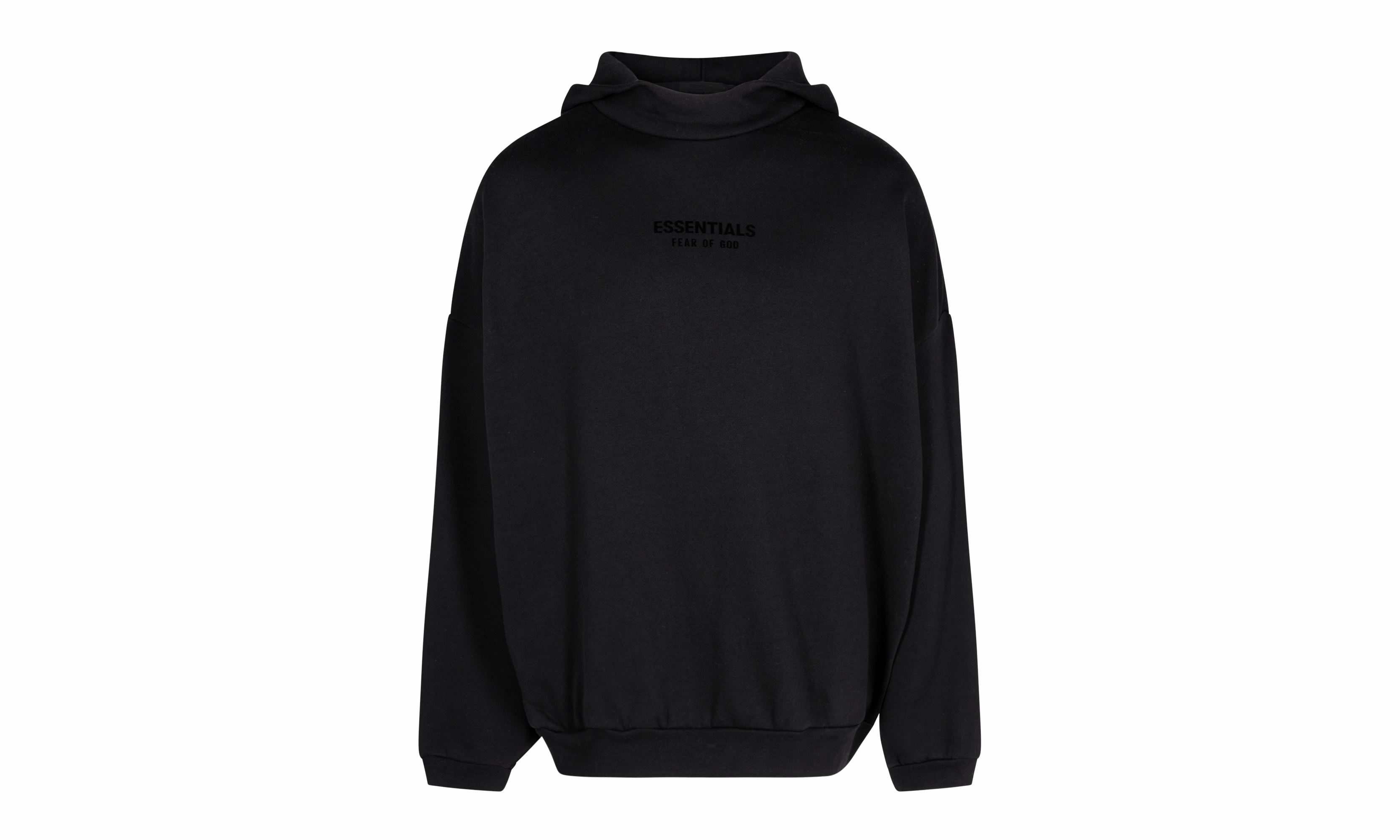 King Mode Layered Hem Details Essential Hoodie "Black"