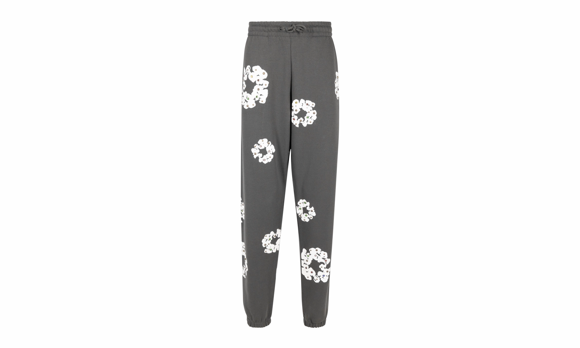 Rhinestone Cotton Wreath Sweatpants "Vintage Black"