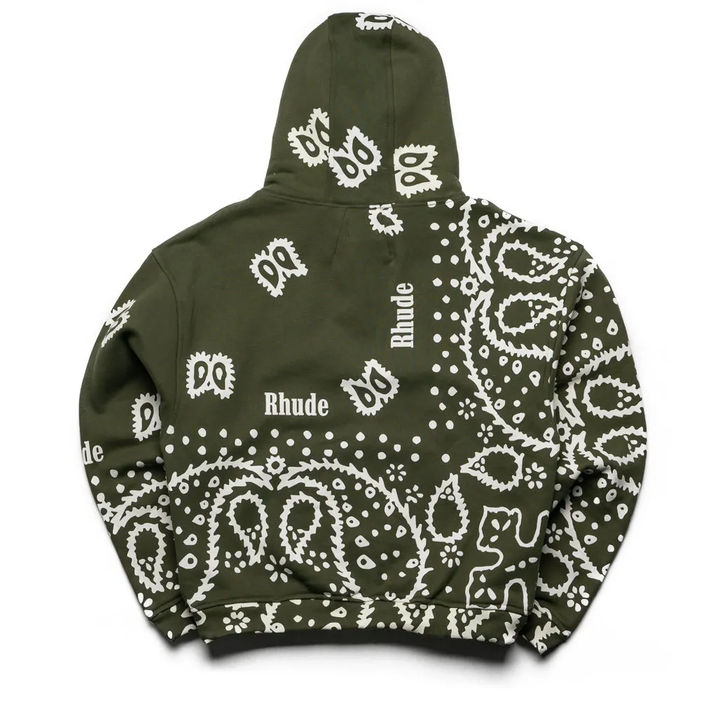 Pet Friendly Anti Pill Technology Rhude Bandana Hoodie - Olive