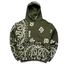 Eland like Movie going wear Rhude Bandana Hoodie - Olive