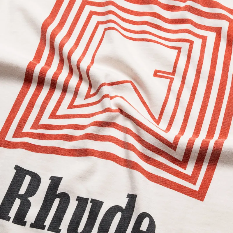 crew neck low demand Rhude Chevron Logo Repeat Tee - Vintage White