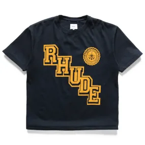 Rhude Collegiate Crest Tee - Vintage Black High-waisted