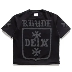 earthy colors V-Neck Rhude Deix Shield Oversized Tee - Black