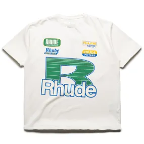 Rhude Roadway Racing Tee - Vintage White festival look culottes silhouette