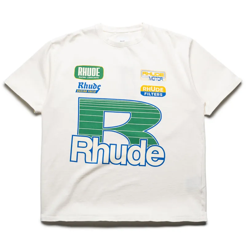 Rhude Roadway Racing Tee - Vintage White festival look culottes silhouette