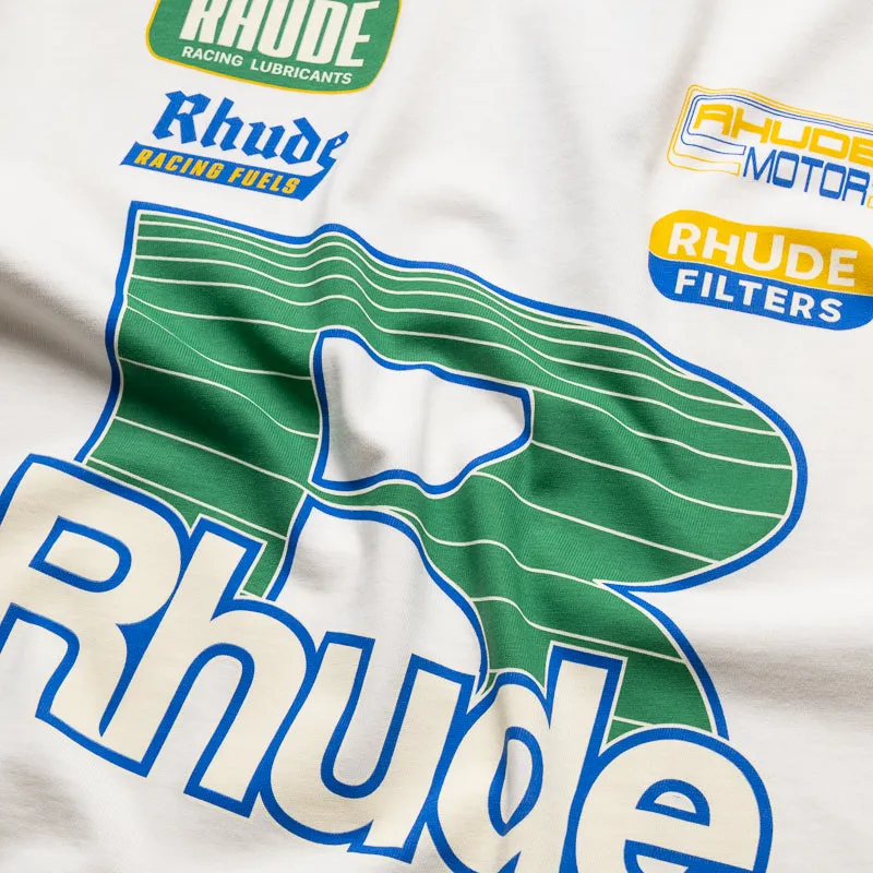 picnic event Fashion Design Rhude Roadway Racing Tee - Vintage White
