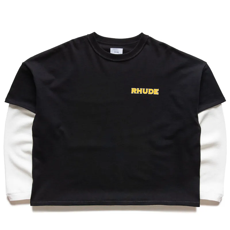 Rhude Steel Double-Layered Tee - Black/White Fade Resistant tennis event