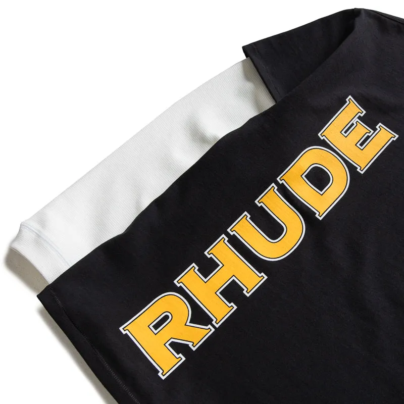 Rhude Steel Double-Layered Tee - Black/White adult clothing Suspenders