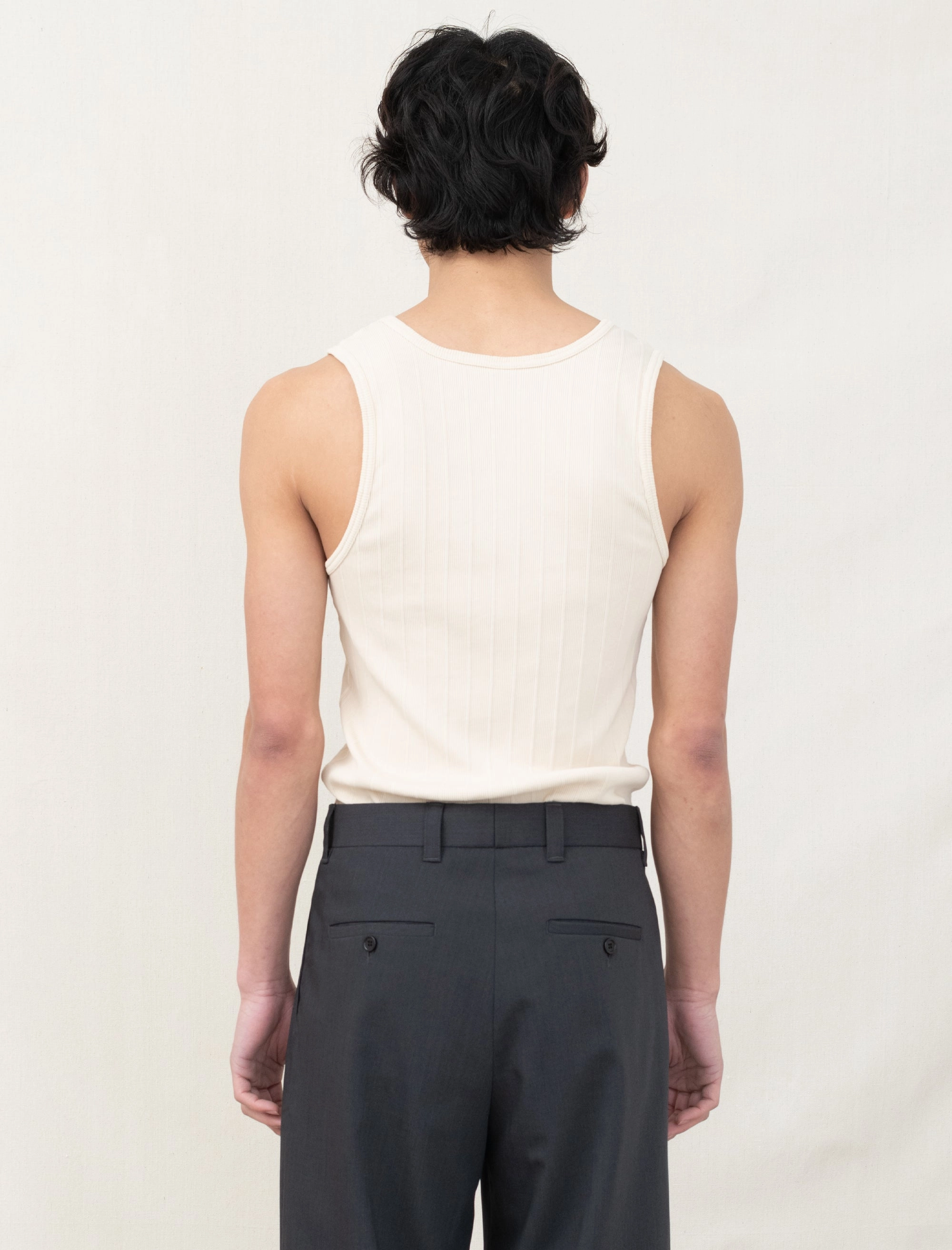 Rib Tank Top (Ecru) SlubTexture