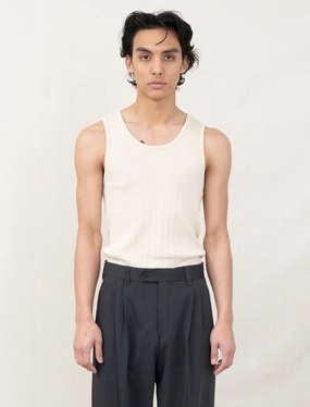 Glow In The Dark Accent Trim Rib Tank Top (Ecru)