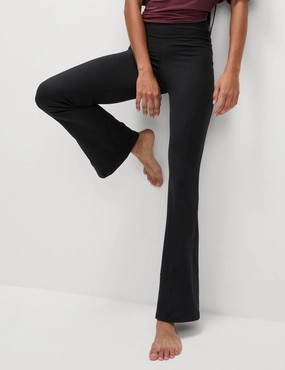 Ribbed High Waisted Flared Yoga Leggings - Black Fitness wear