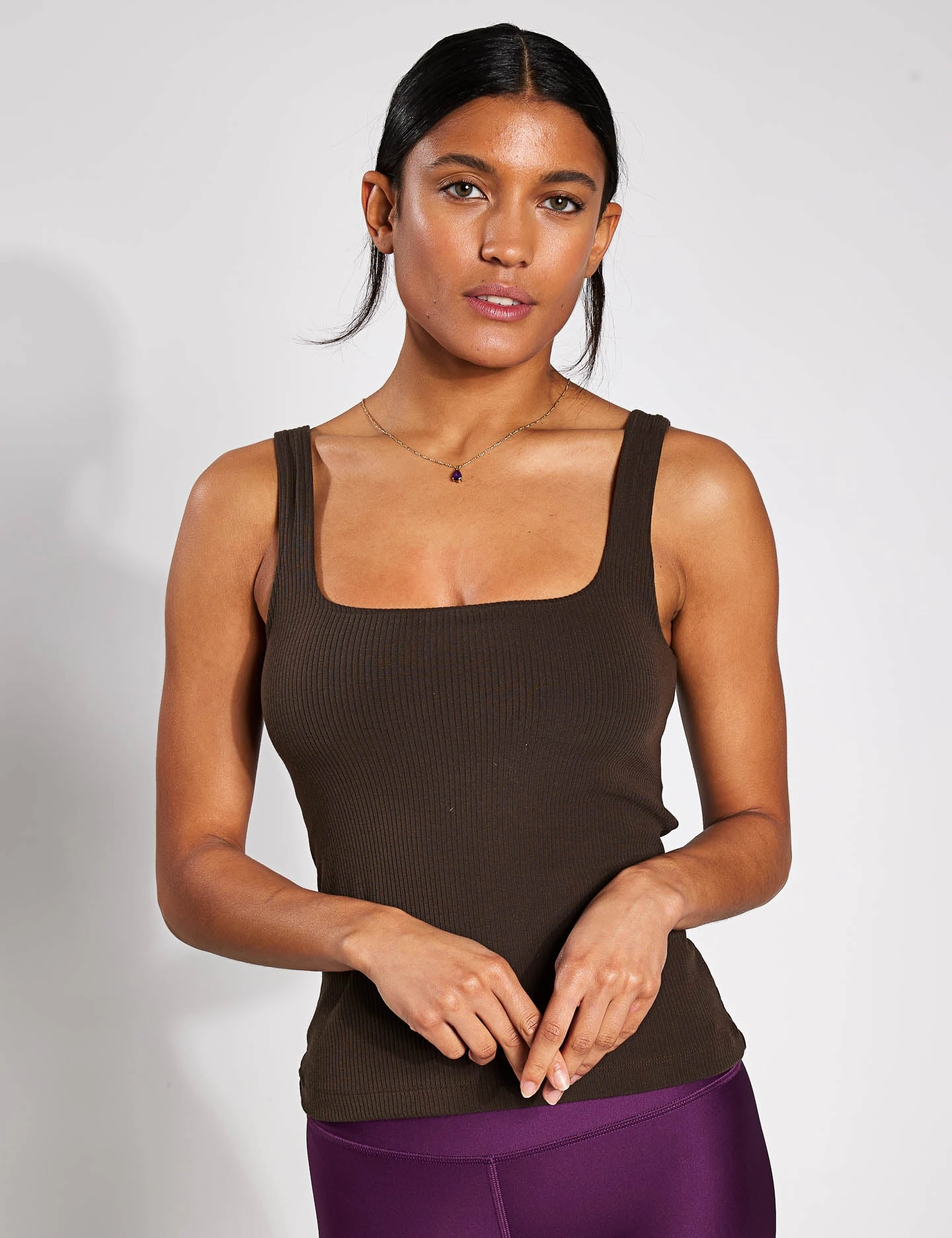 Ribbed Minimalist Tank - Espresso Quick Coolness