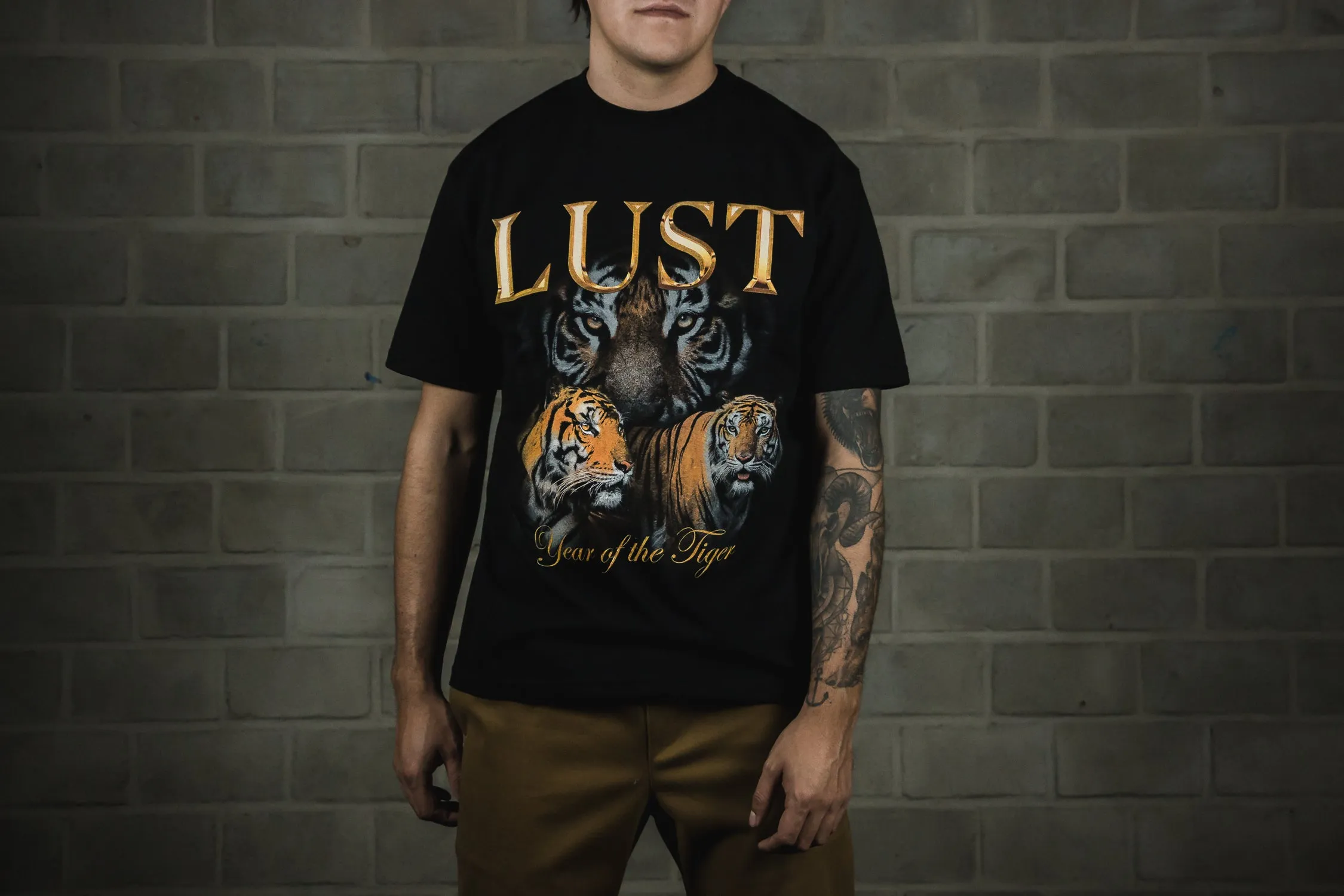 Multi Panel Construction Non Restrictive Armhole Cut Lust Tiger Pride Tee "Year Of The Tiger"
