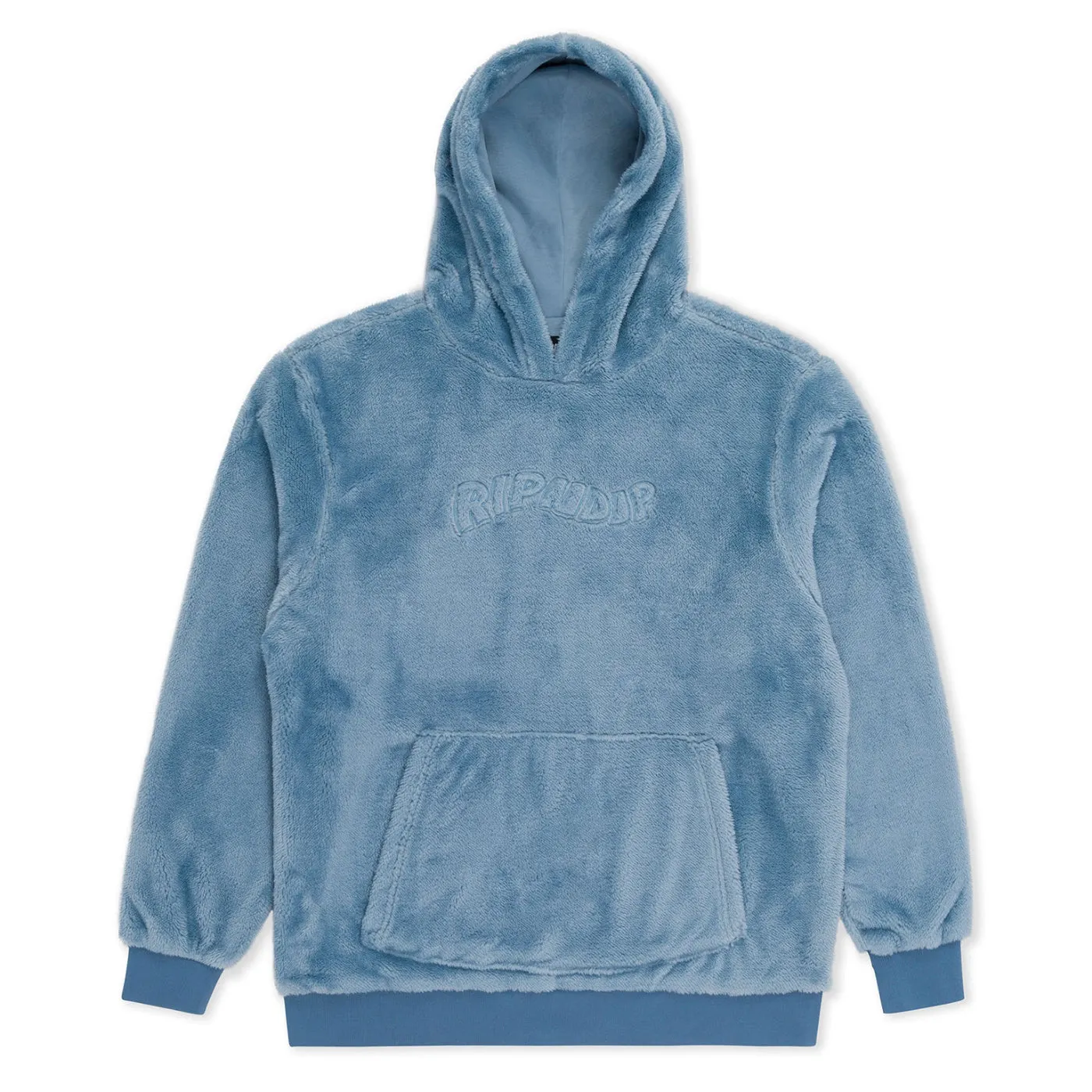 RIPNDIP Wave Sherpa Hoodie - Light Slate Retro futuristic Sleeve Detail