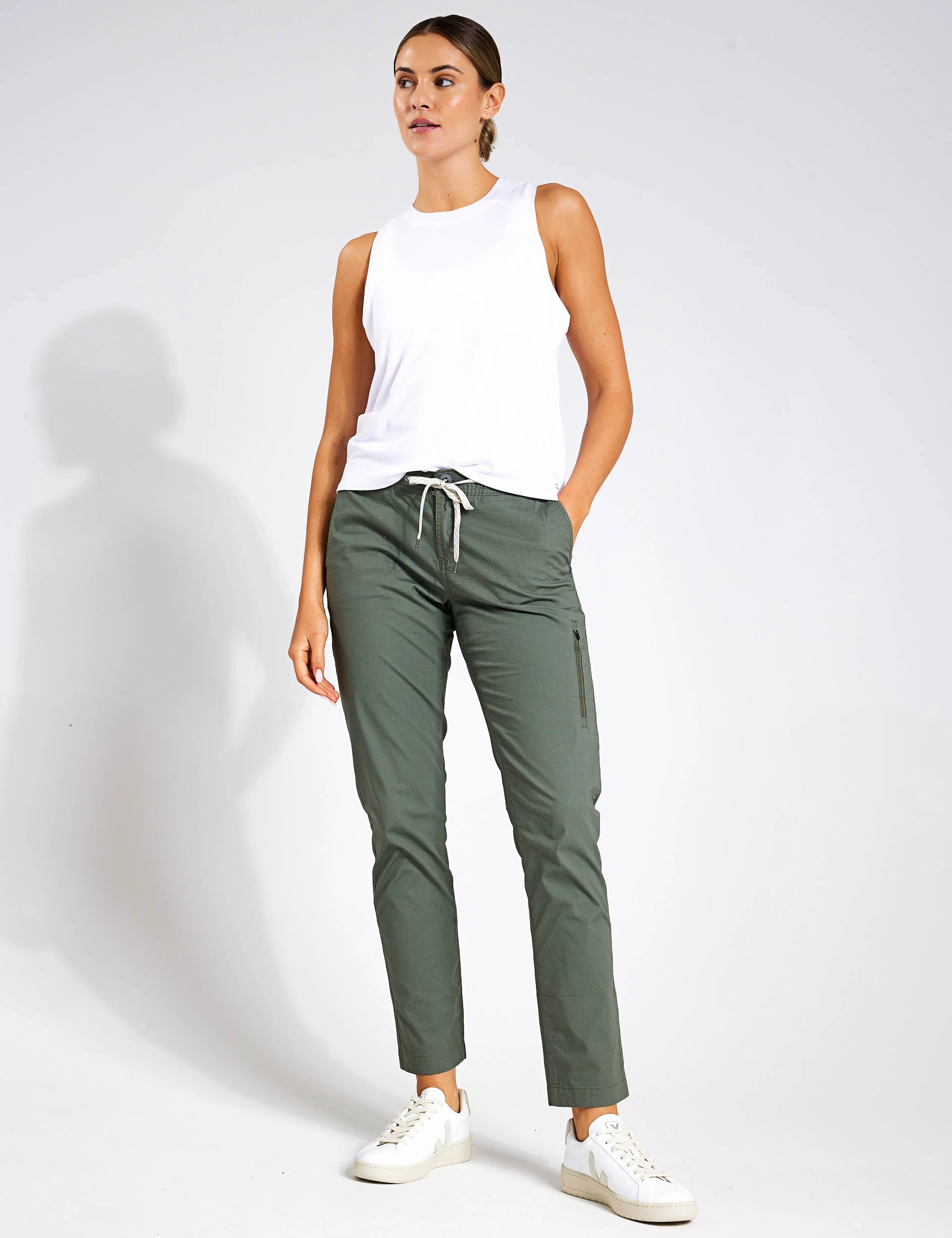 No Ride Up Waist Ripstop Pant - Army