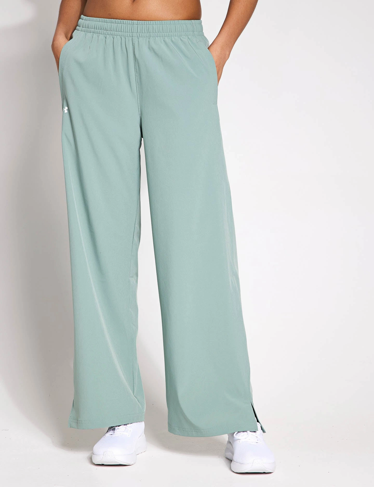 Rival Wide Leg Pants - Silica Green/White High WaistedFit