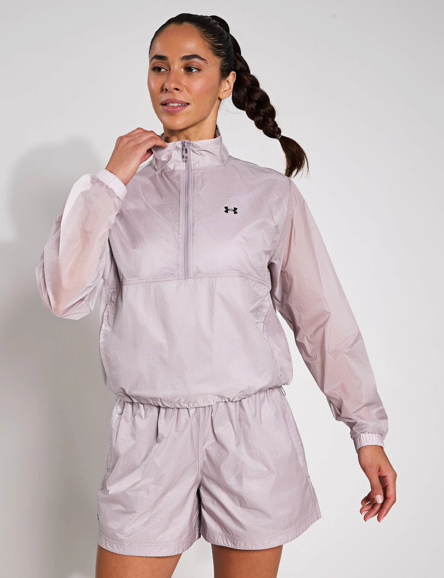Rival Woven 1/2 Zip Anorak - Grey Dawn/Black Minimalist Aesthetic Low Profile Collar