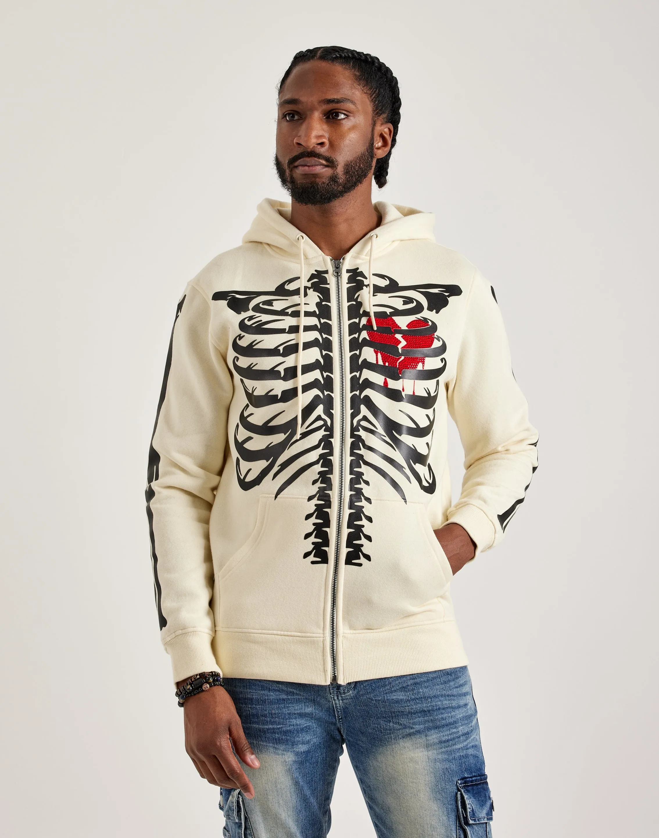 Road Soul KnotFree Tailoring Roku Studio Skeleton Full-Zip Hoodie