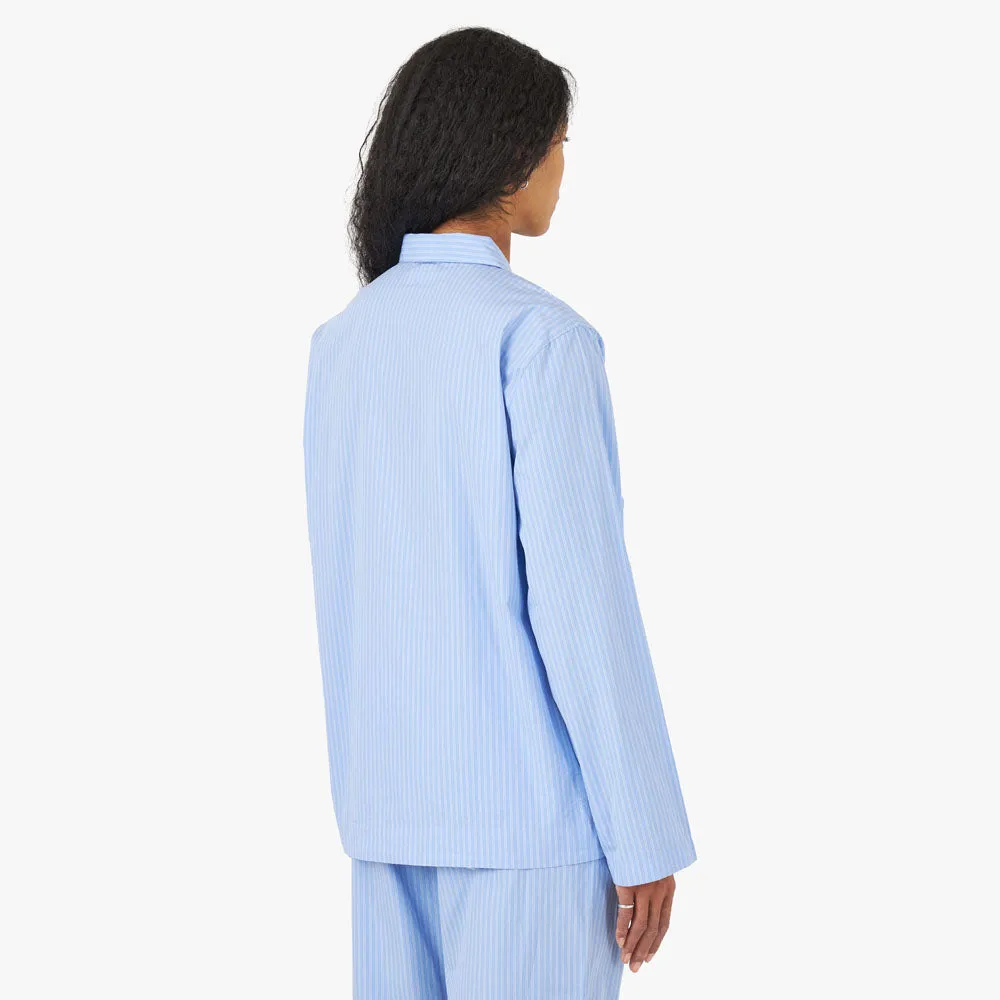 Neutral Tone Tekla Poplin Long Sleeve Shirt / Pin Stripes