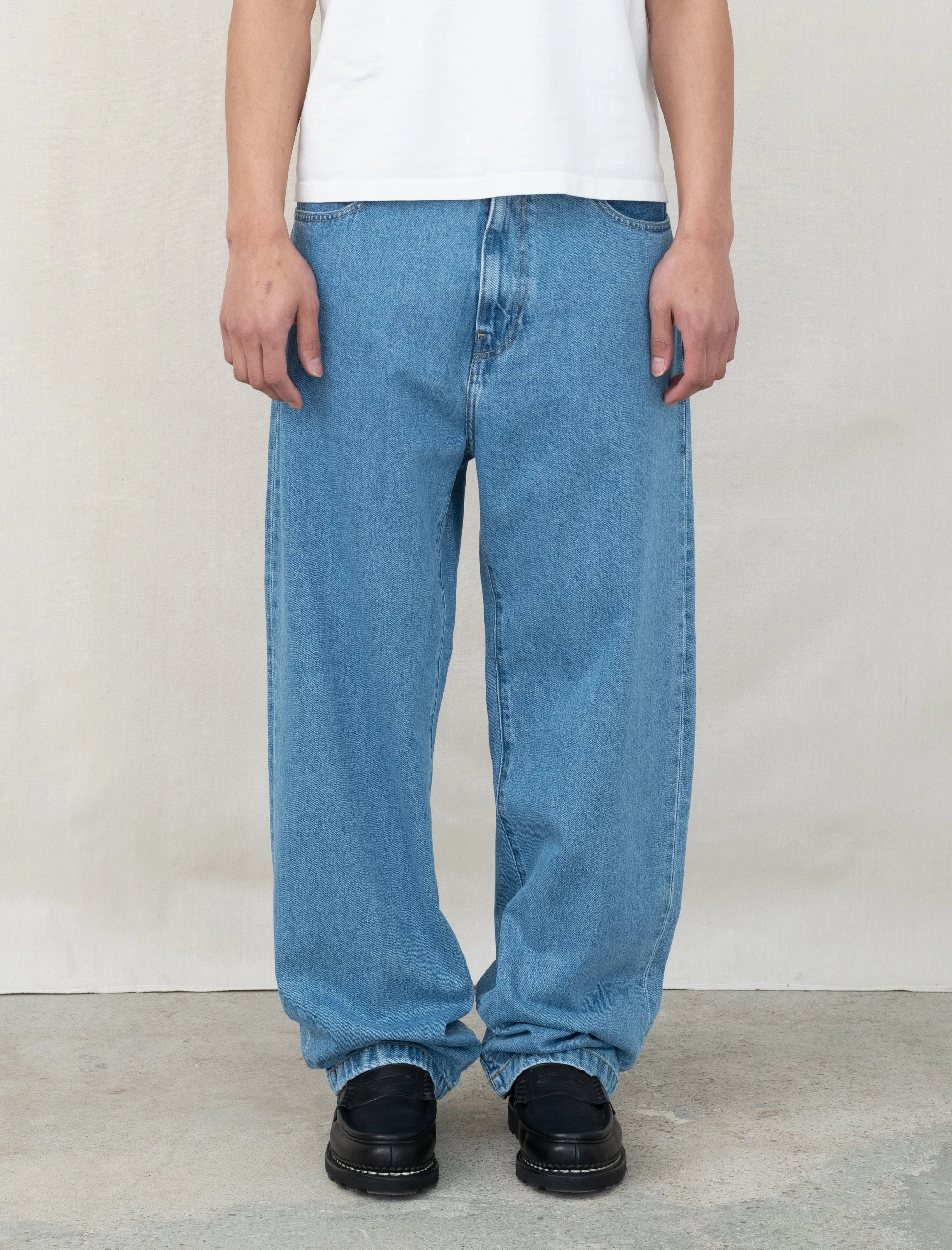 Barrel Waist Moisture wicking Landon Pant Stone Washed (Blue)
