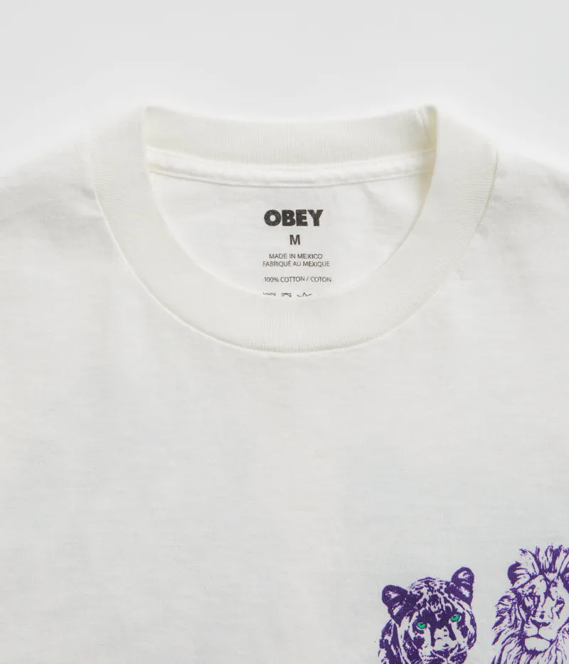 tall size Brushed Cotton Blend Obey Unite & Fight T-Shirt - Pigment Vintage White