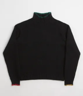 YMC Yips Knit Crewneck Sweatshirt - Black Geometric Print