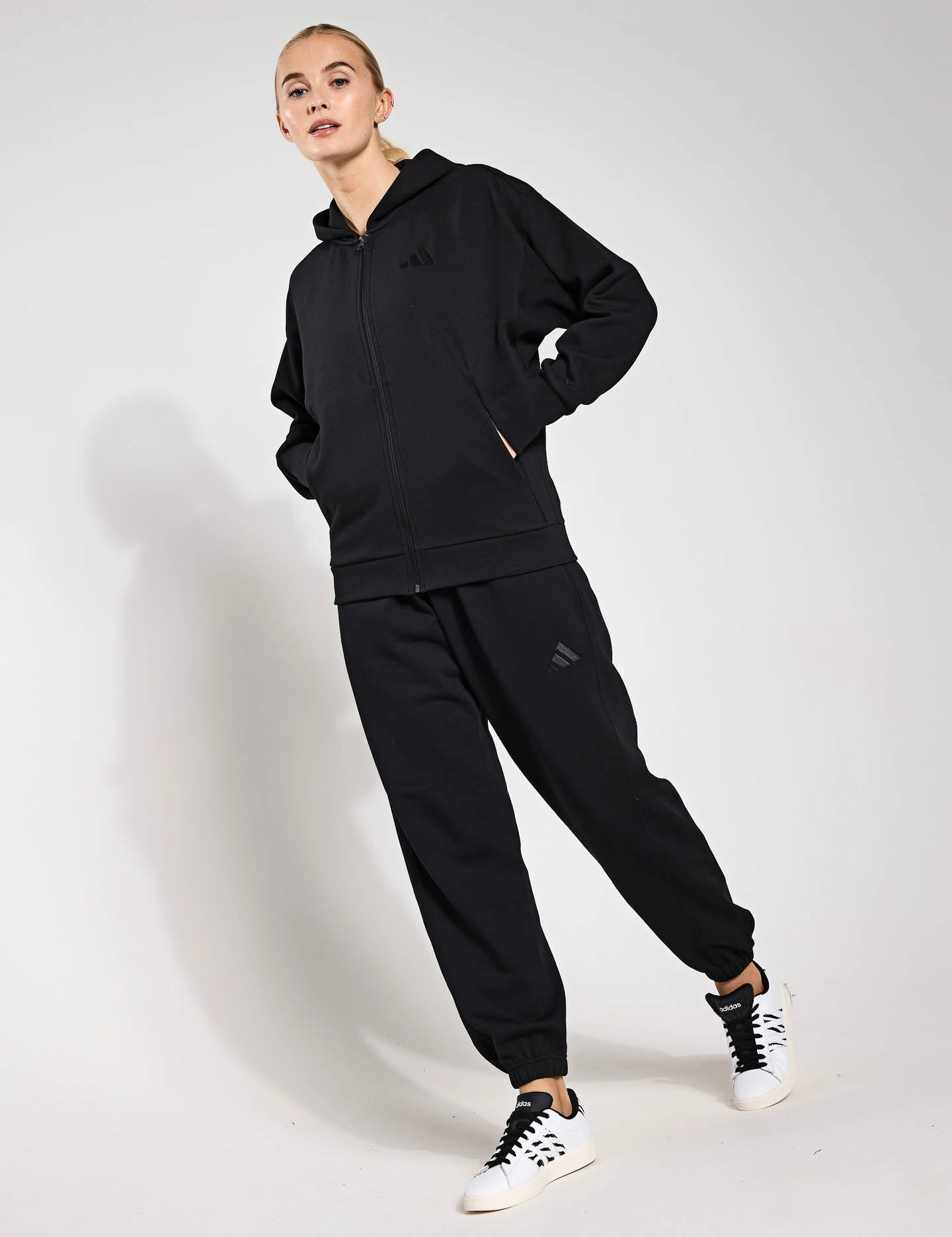 ALL SZN Fleece Loose Joggers - Black Laser Cut Ventilation