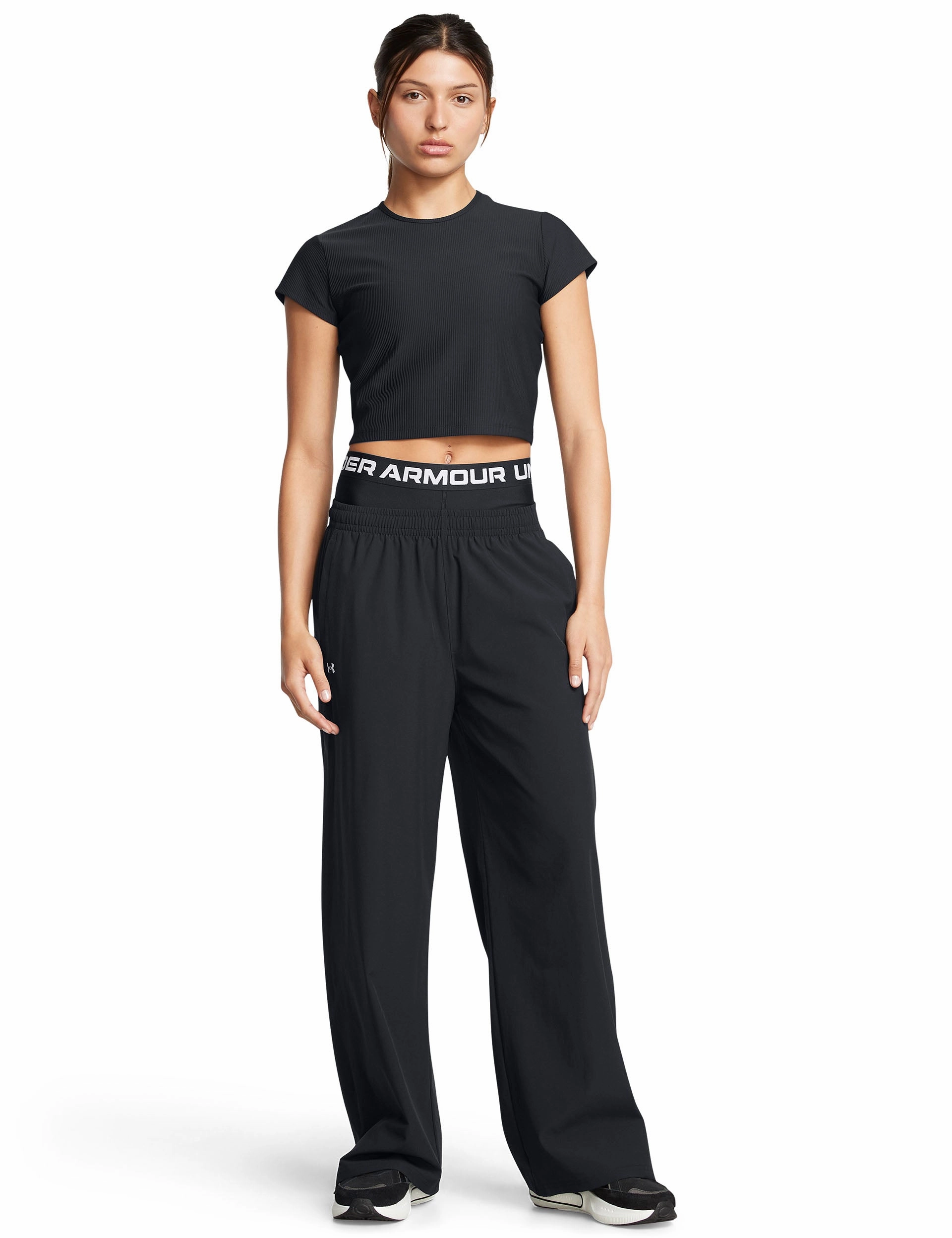 Rival Wide Leg Pants - Black/White Moisture Wicking Fabric Dynamic Flex Zones