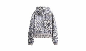 Rug Cropped Pullover Hoodie "Blue"