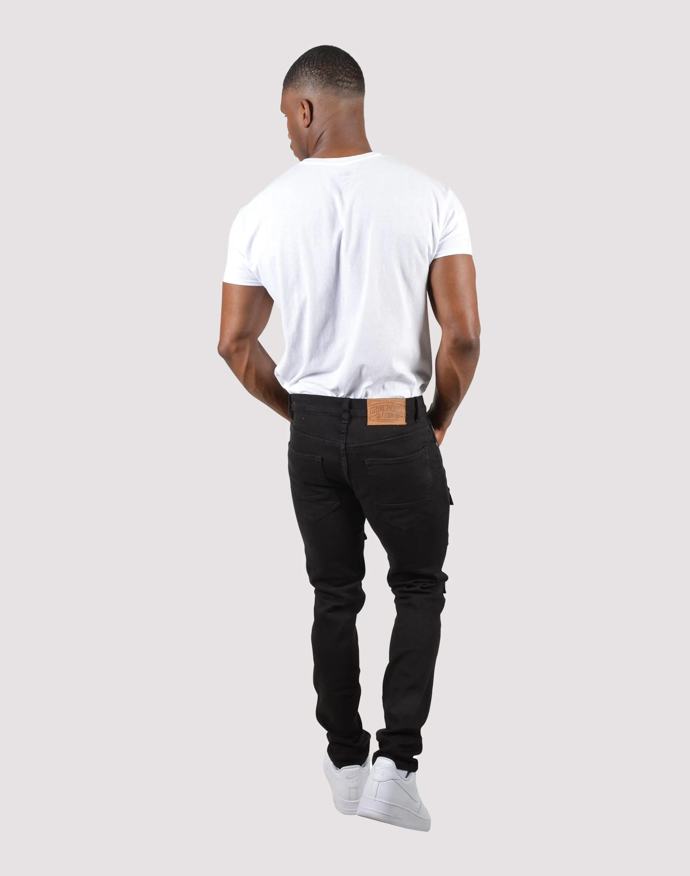 HiddenZipperClosure Grindhouse Front Multi Cargo Pocket Denim Jeans