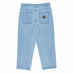 Distressed Details Santa Cruz Classic Label Denim Jeans - Stone Wash