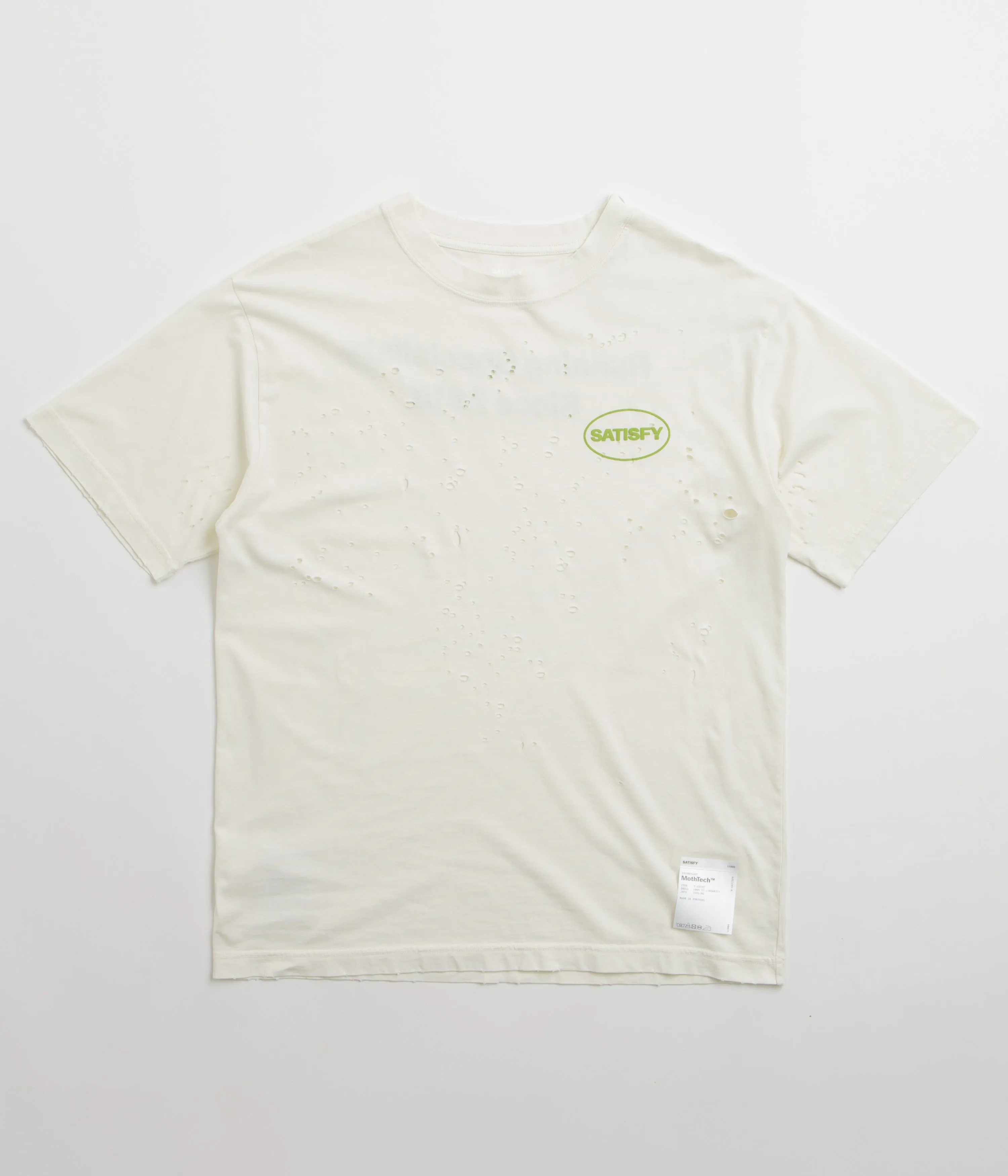 rhinestone straight legs Satisfy MothTech T-Shirt - Off White