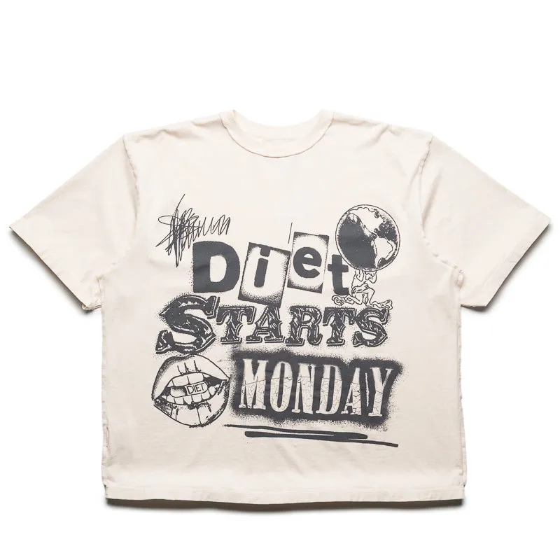 Diet Starts Monday Spray Paint Tee - Antique White/Black humid environment short hem