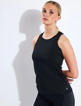 Scoop Neck Racer Back Vest Top - Black Anti Slip Grips