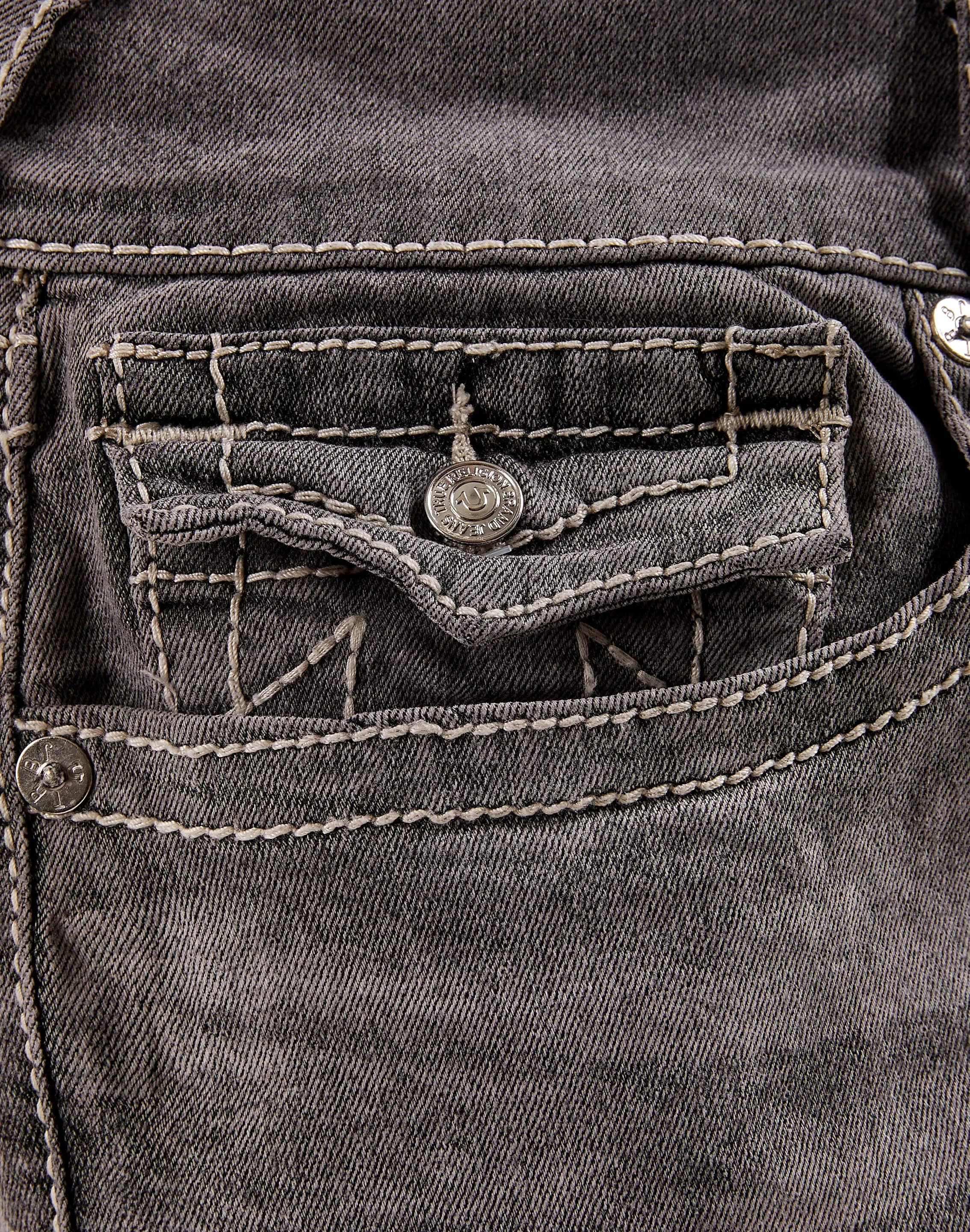 True Religion Ricky Big T Flap Straight Jeans CompactPackableDesign ReinforcedHem