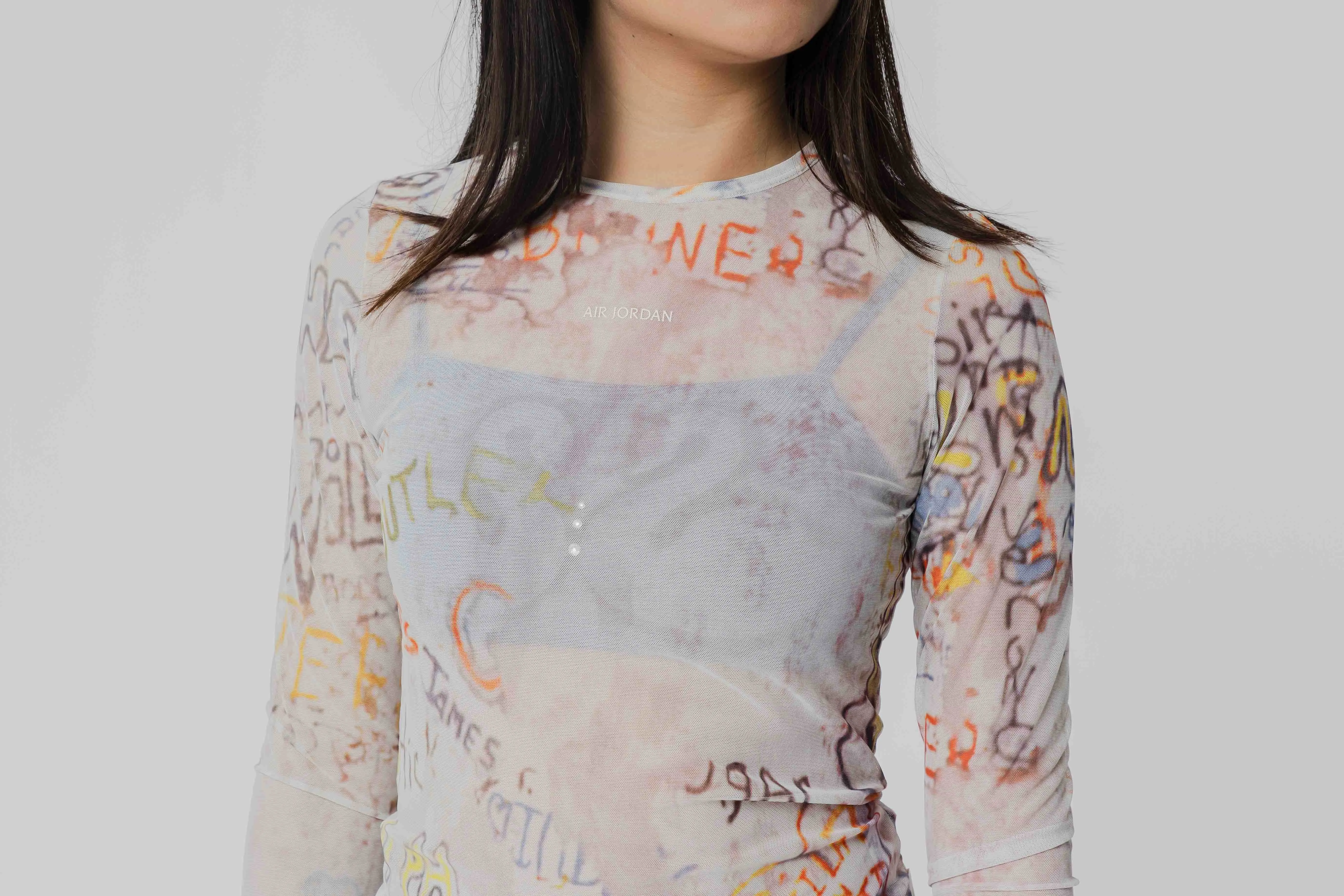 Women's Air Jordan Mesh Long-Sleeve Top HighDurabilityWeave Unstructured Silhouette
