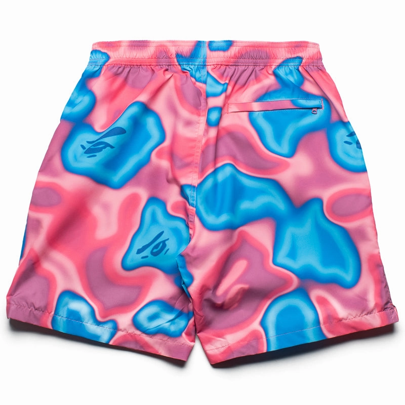 A Bathing Ape Liquid Camo One Point Beach Shorts - Pink men's option