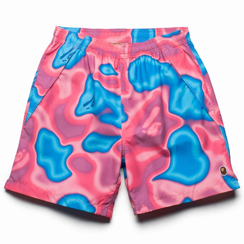Chic Look A Bathing Ape Liquid Camo One Point Beach Shorts - Pink
