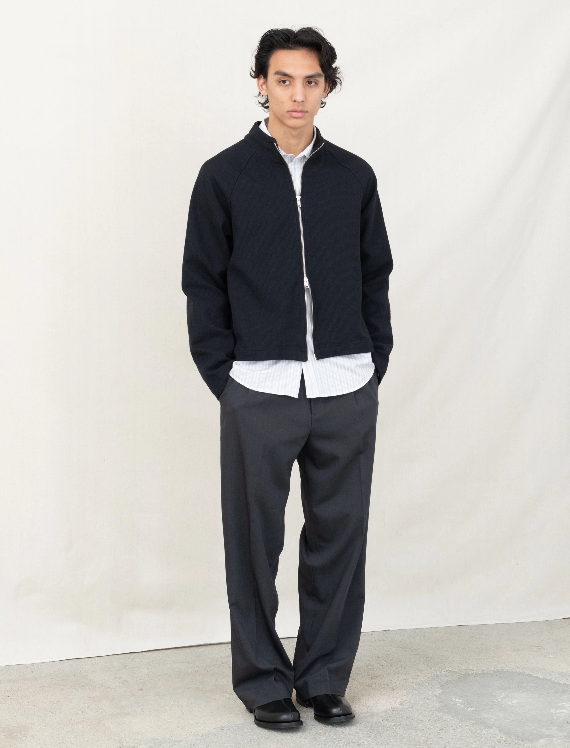 Shape Retention Classic Trousers (Dark Grey Wool)