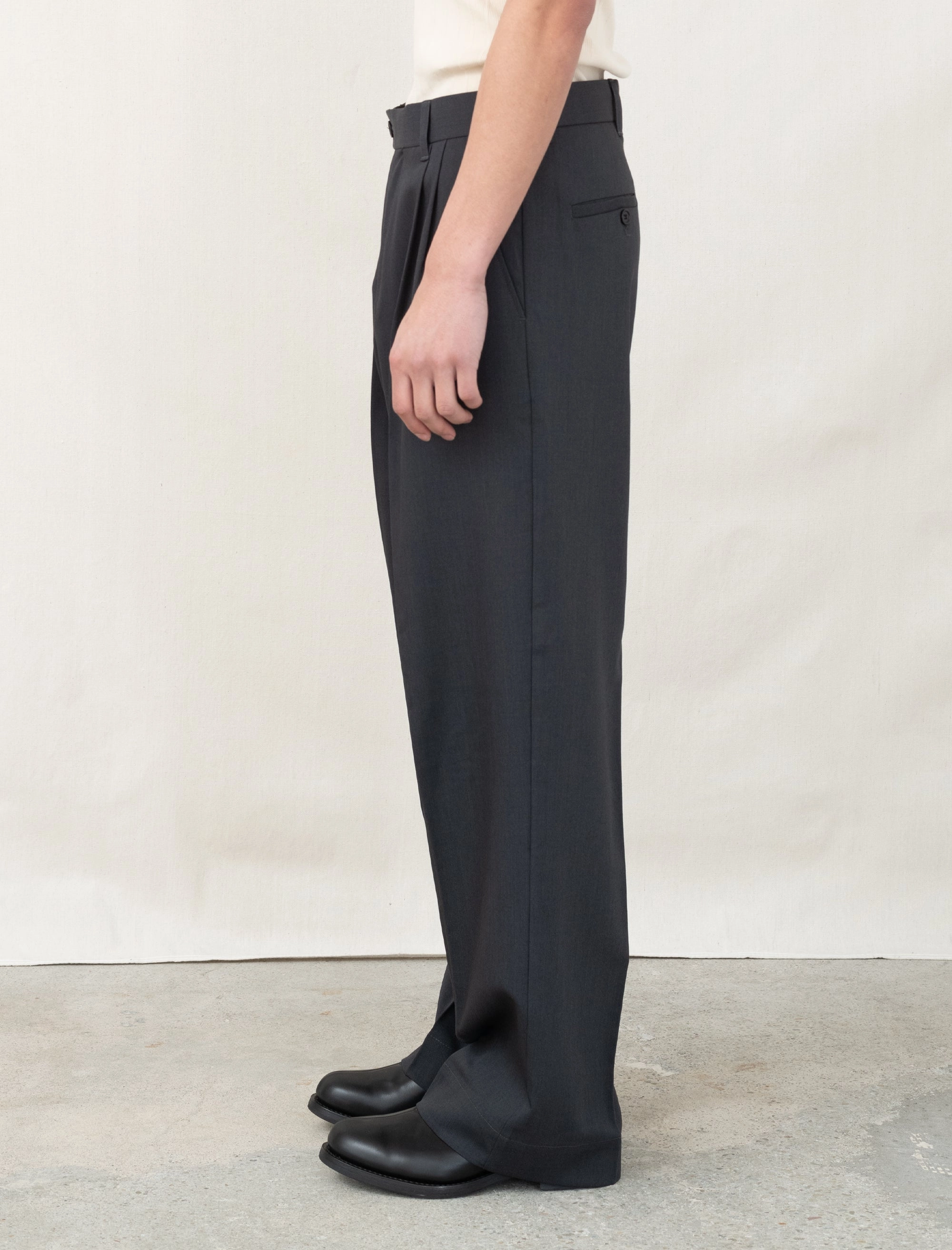 Recyclable Fabric Blend Classic Trousers (Dark Grey Wool)