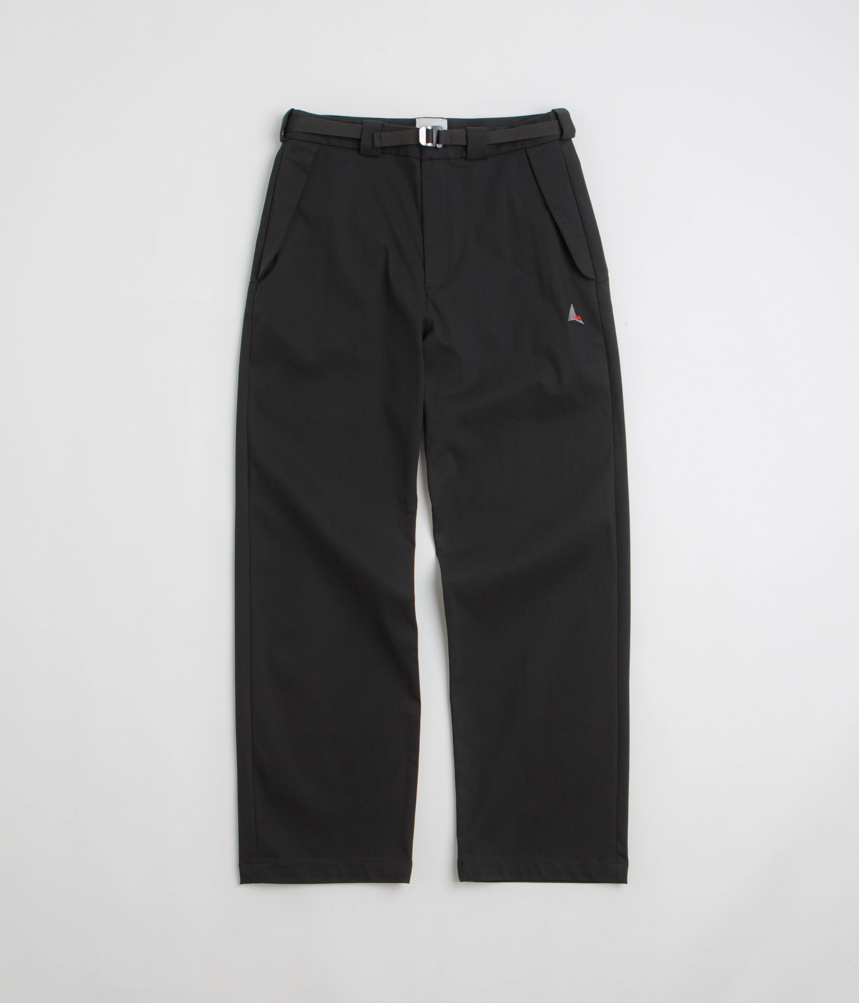 ROA Buckle Chino Trousers - Black Straight Leg