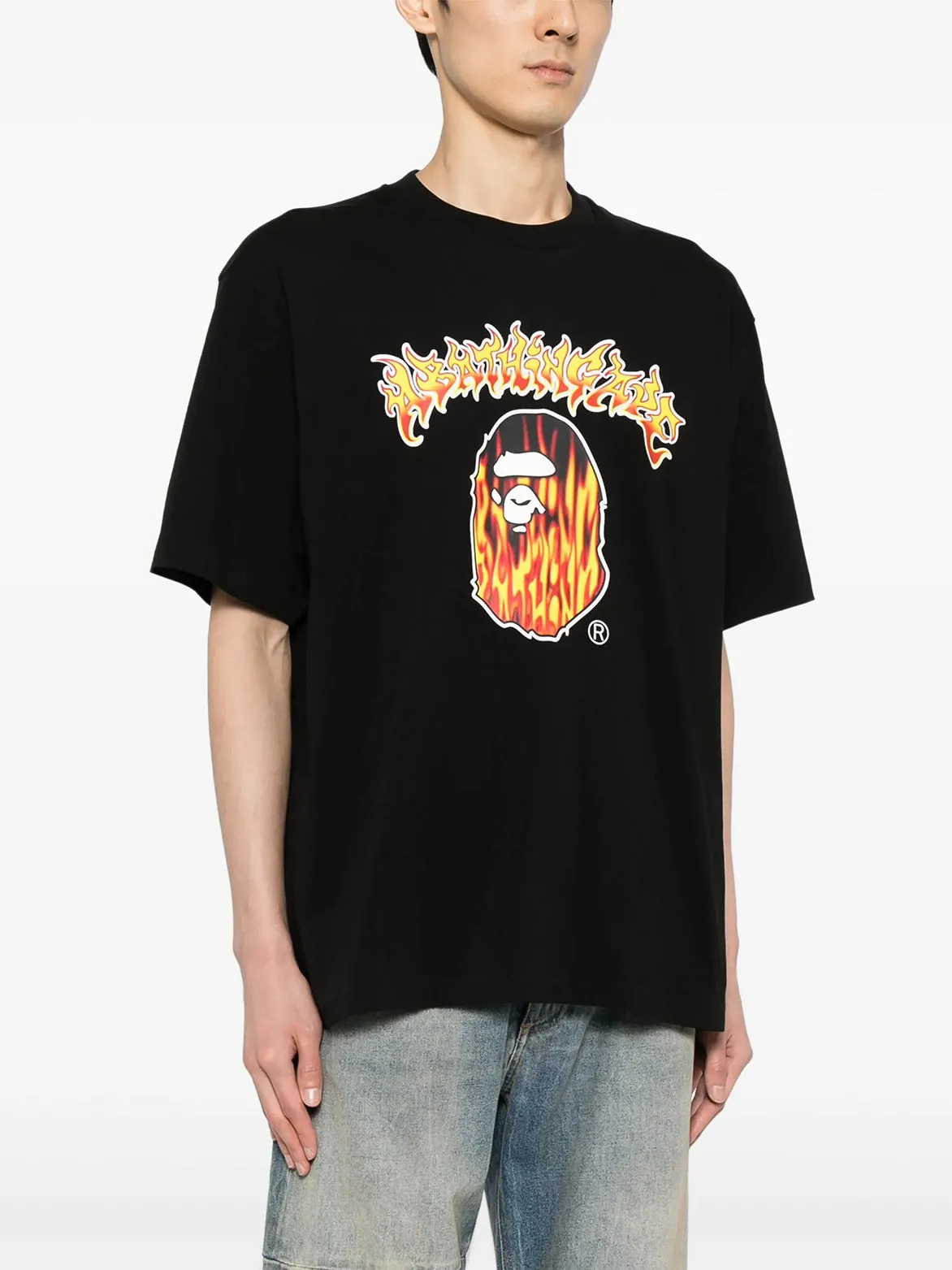 HighNeckStyle NoRubEdging MAD FLAME APE HEAD RELAXED FIT TEE - BLACK