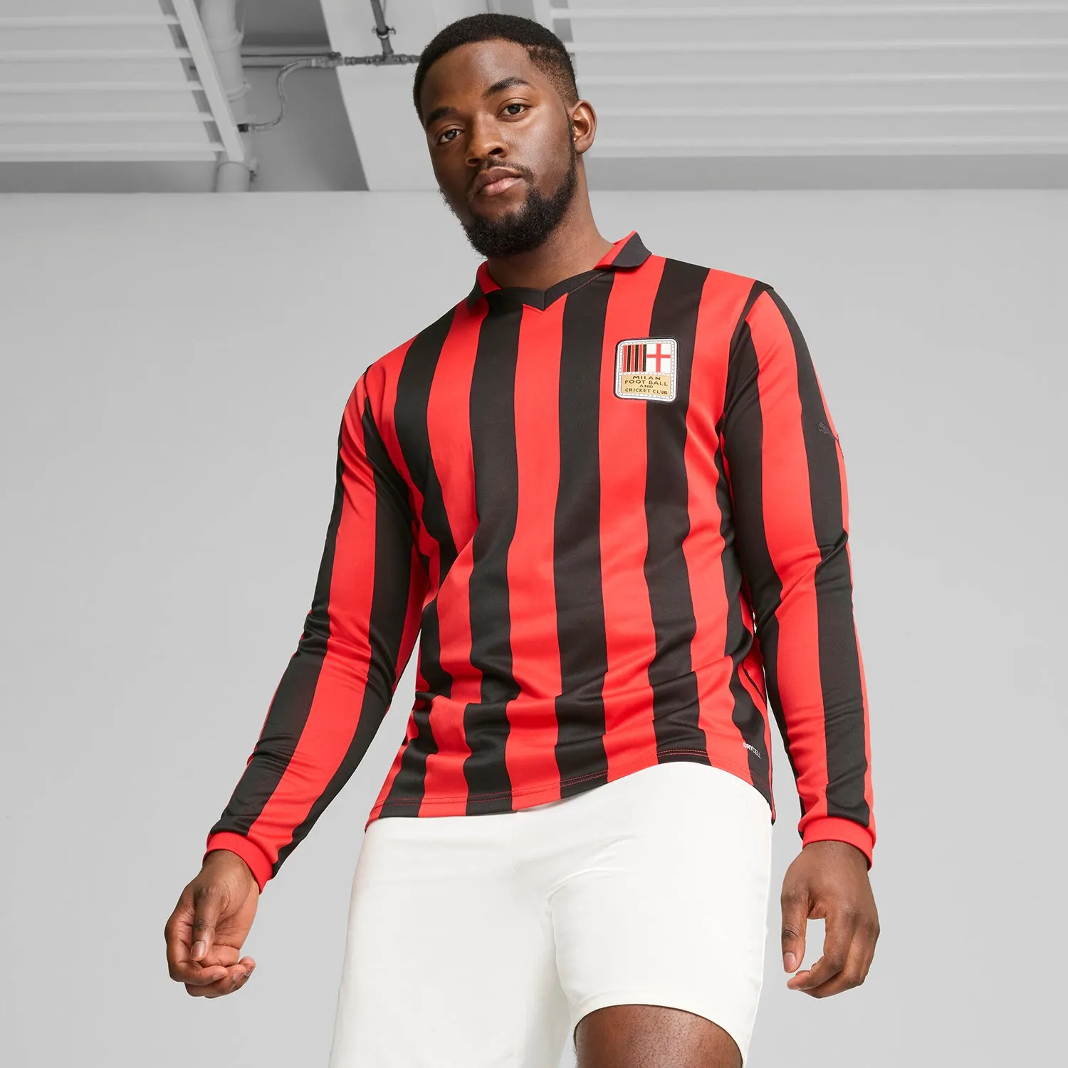 AC Milan 125th LS Authentic Jersey - Mens Seamless Sleeve Construction Coastal Chic