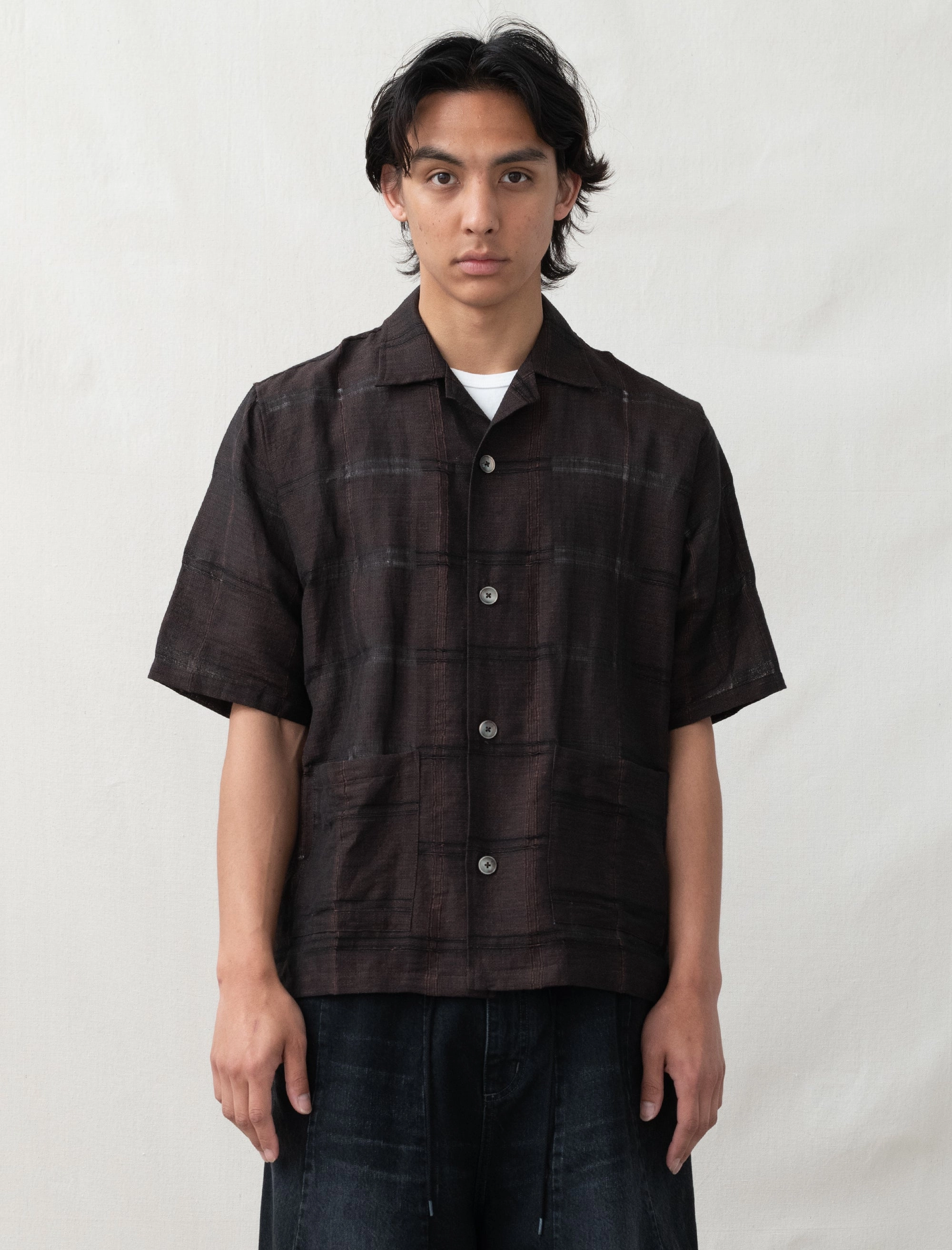 Cabana Shirt Plaid Jacquard (Brown) Thermal Regulating Design